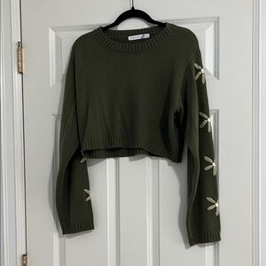 Altar'd State Olive Green Cropped Sweater
